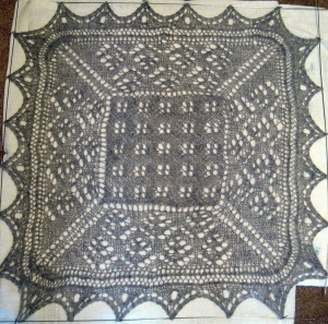 Intermediate Sampler - simple pattern in center, more complex border and eyelet added to edging.