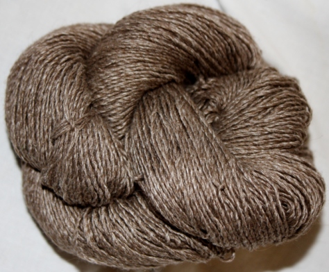 The new Sport Weight "Sexy" from the Buffalo Wool Company, undyed, ready to be knit into Yippie, Ki, Yi Yea!  Look at the sheen!