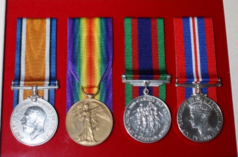 The first two medal are from grandfather's service in the first war and the second two from his service in the second war.