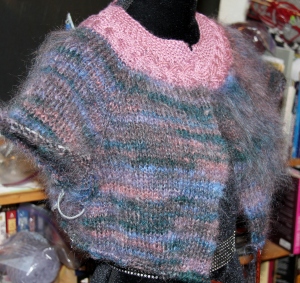 Enigma mohair, with a silk/wool accent yarn.