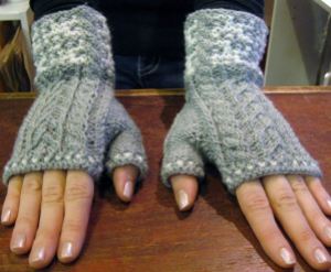 Winter Shadows - fingerless mittens for the Retreat.