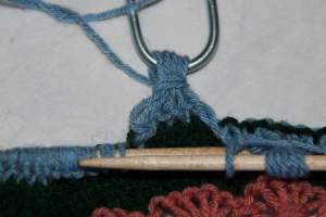 The sts have been wrapped twice, bring yarn forward between the needles