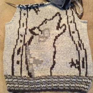 Third Sweater Back is finished and charted - Wolf Song.